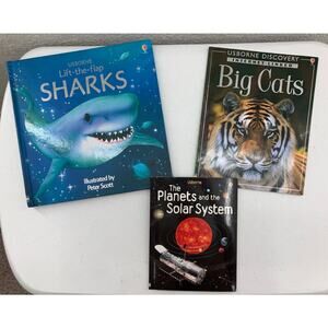 Lot of 3 Usborne Science Education Homeschool Space Cats Sharks Animals Books